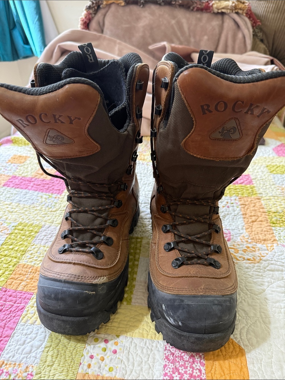 Rocky Brown and Black Leather/Nylon Work Boots